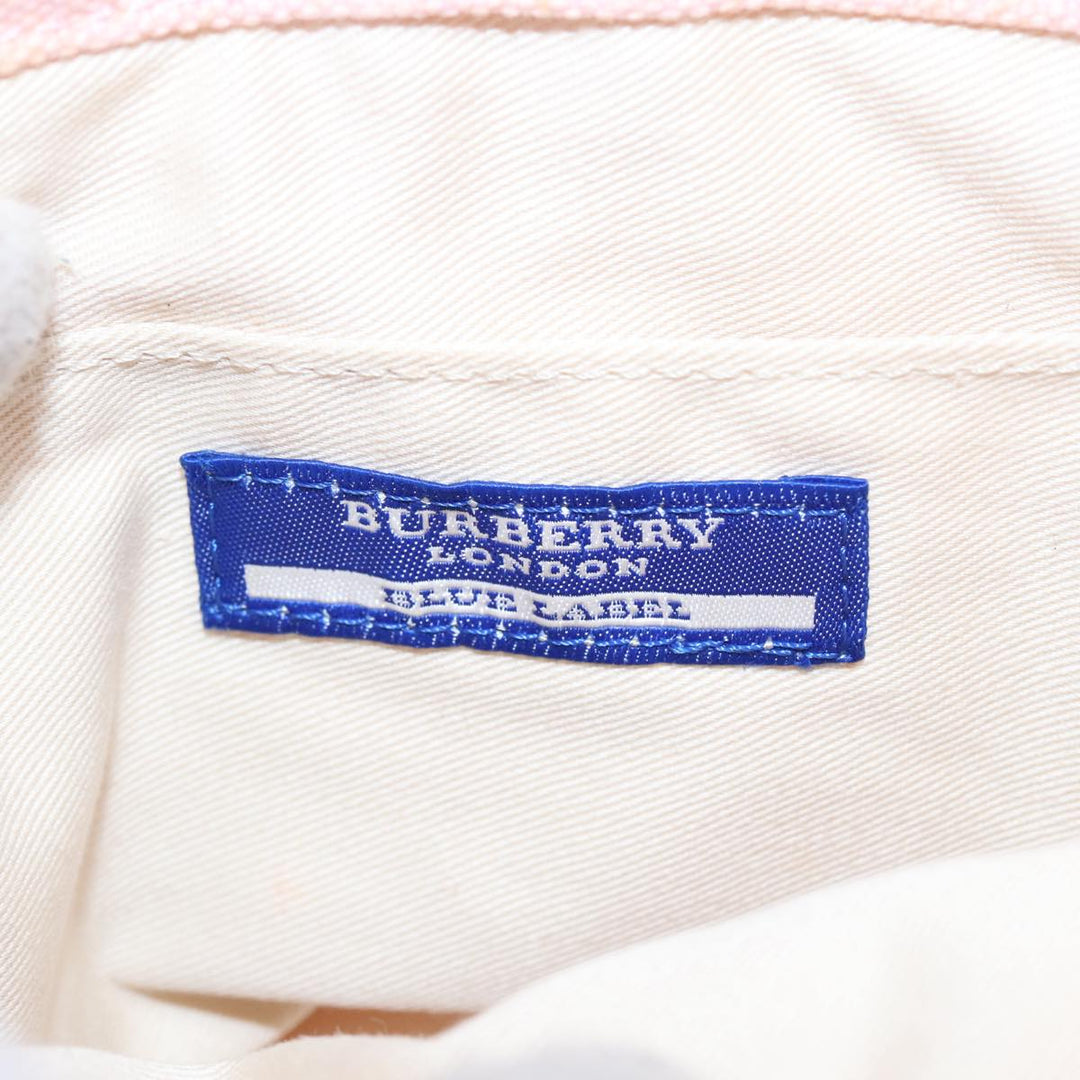 Burberry Blue Label Hand Bag Canvas Pink Beige Auth ti1990