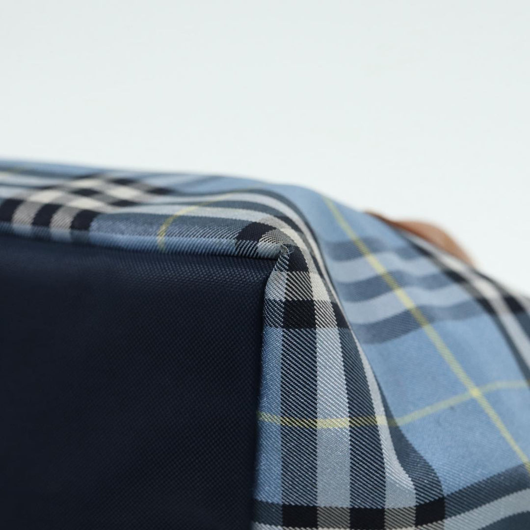 BurberrySs Nova Check Blue Label Hand Bag Nylon Blue Auth ti1991