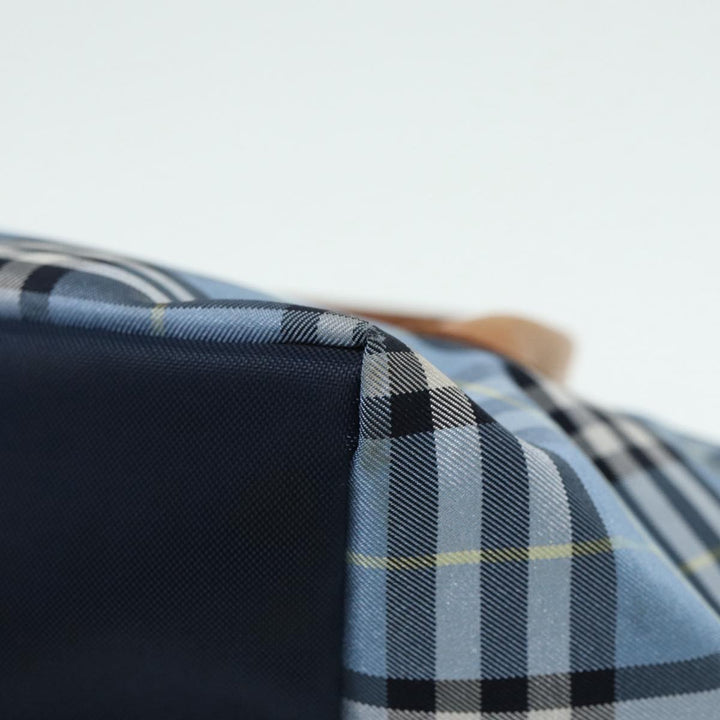 BurberrySs Nova Check Blue Label Hand Bag Nylon Blue Auth ti1991