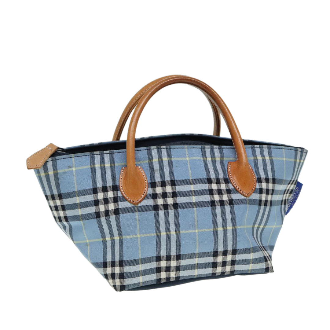 BurberrySs Nova Check Blue Label Hand Bag Nylon Blue Auth ti1991