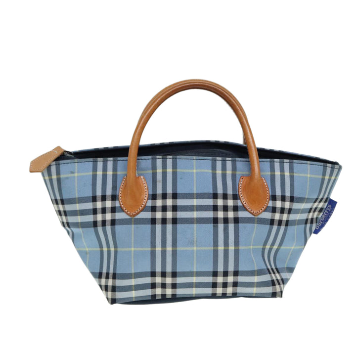 BurberrySs Nova Check Blue Label Hand Bag Nylon Blue Auth ti1991