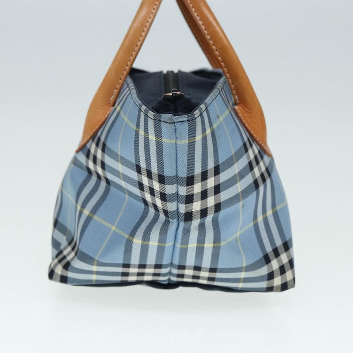 BurberrySs Nova Check Blue Label Hand Bag Nylon Blue Auth ti1991