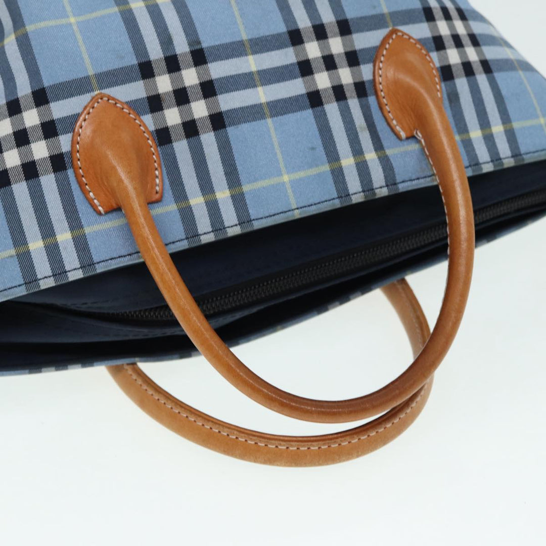 BurberrySs Nova Check Blue Label Hand Bag Nylon Blue Auth ti1991