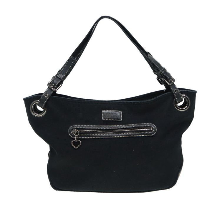 Burberry Blue Label Shoulder Bag Canvas Black Silver Auth ti1992