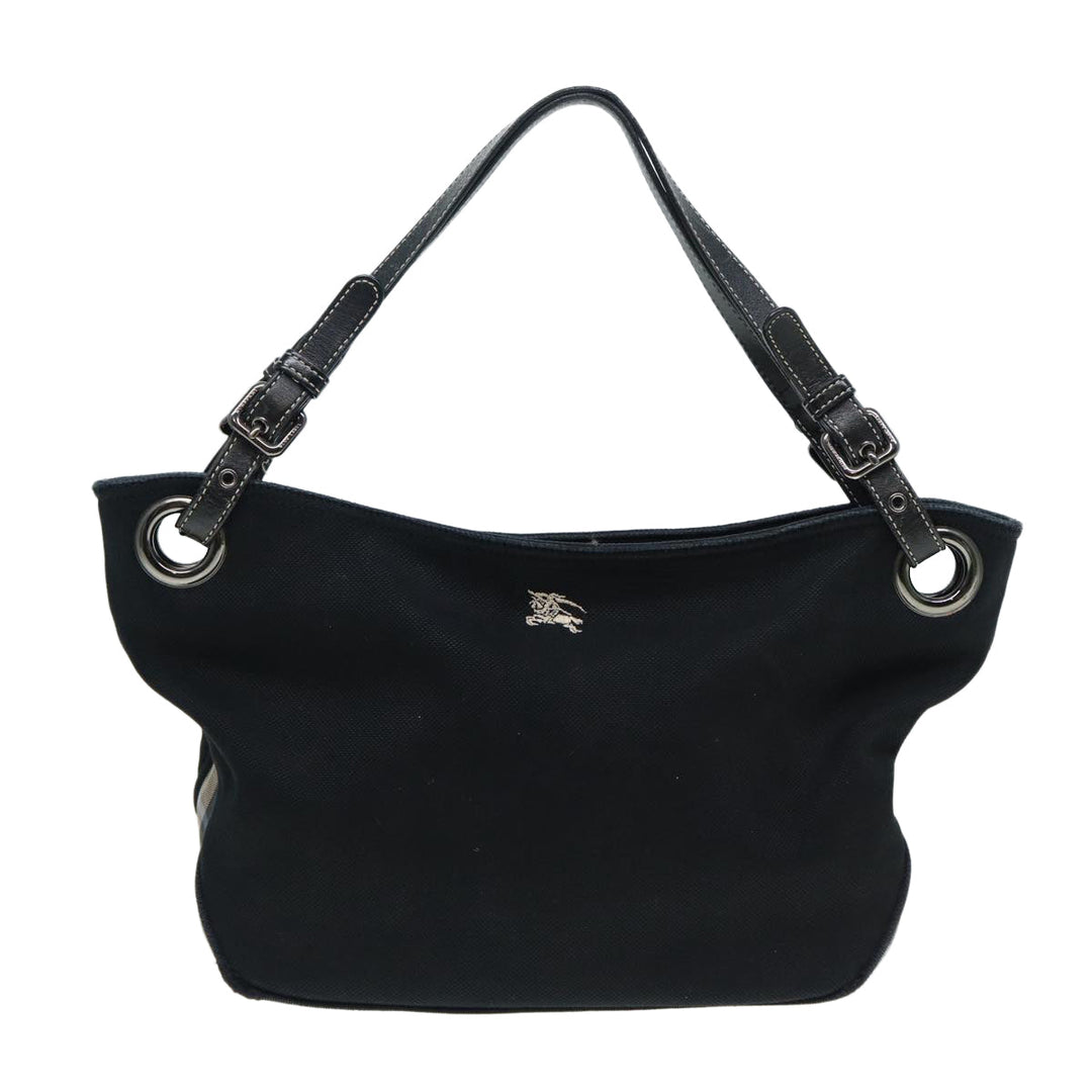 Burberry Blue Label Shoulder Bag Canvas Black Silver Auth ti1992
