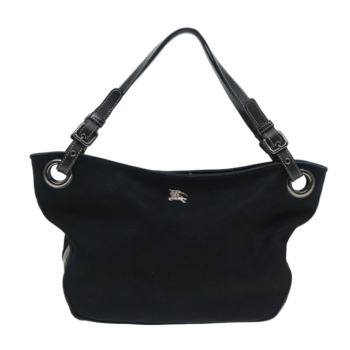 Burberry Blue Label Shoulder Bag Canvas Black Silver Auth ti1992