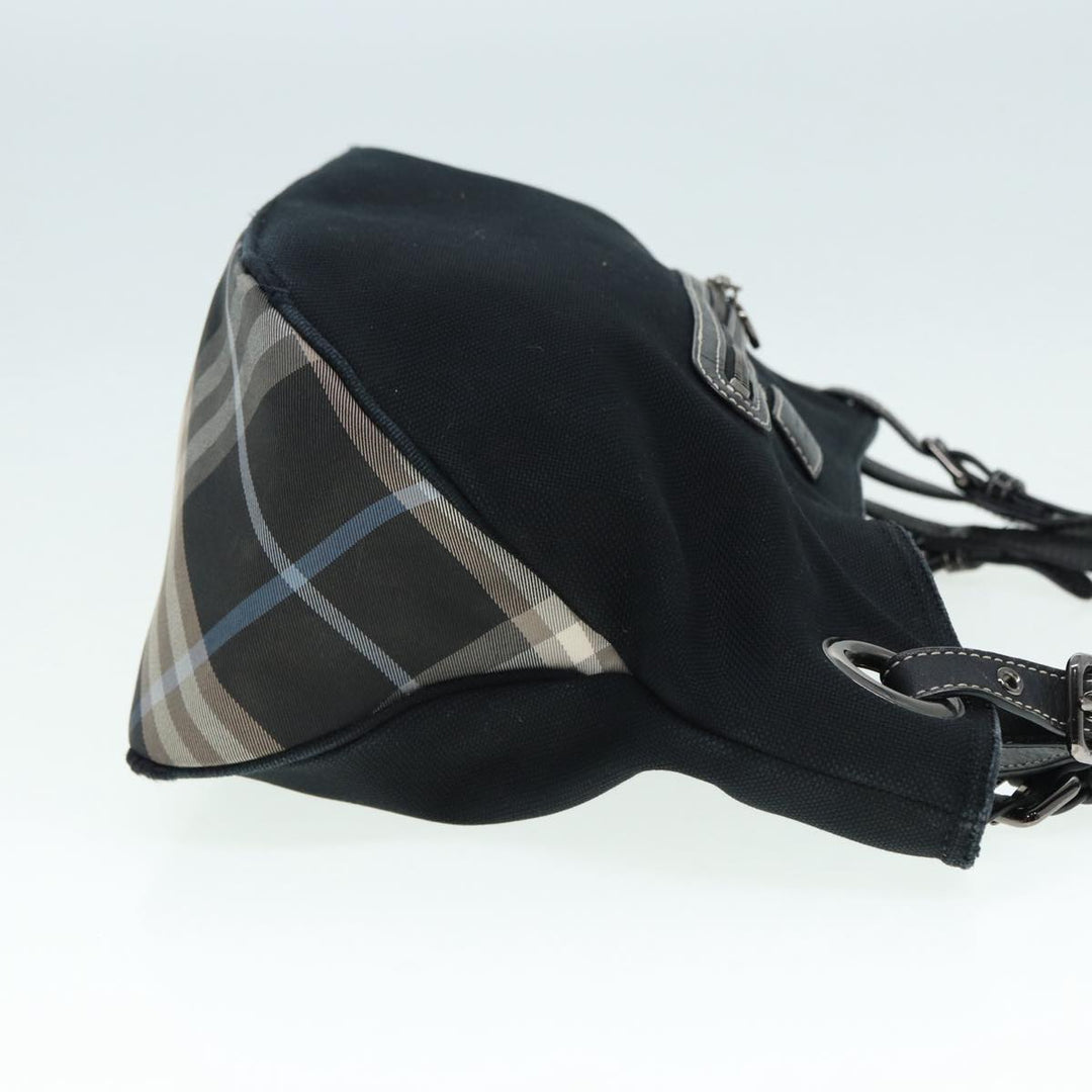 Burberry Blue Label Shoulder Bag Canvas Black Silver Auth ti1992