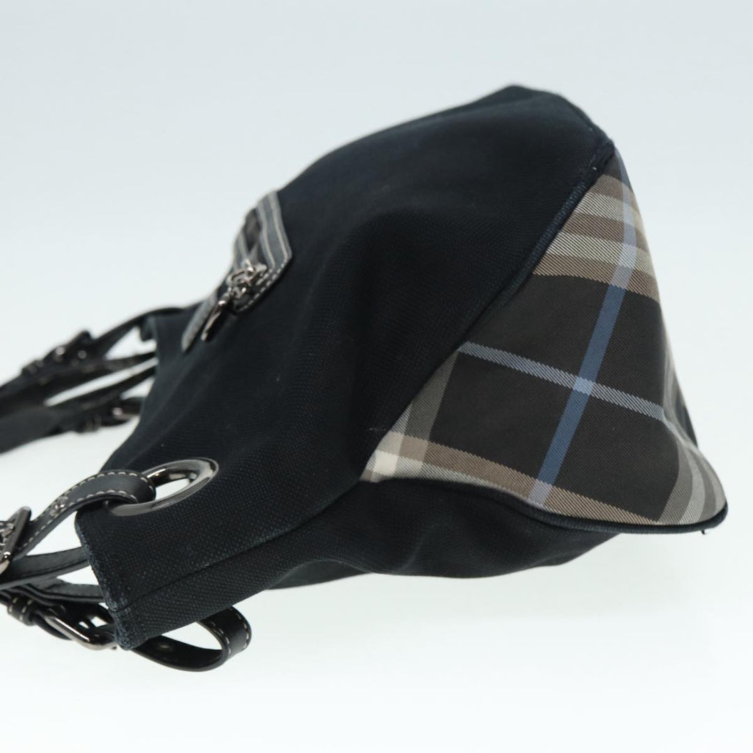 Burberry Blue Label Shoulder Bag Canvas Black Silver Auth ti1992