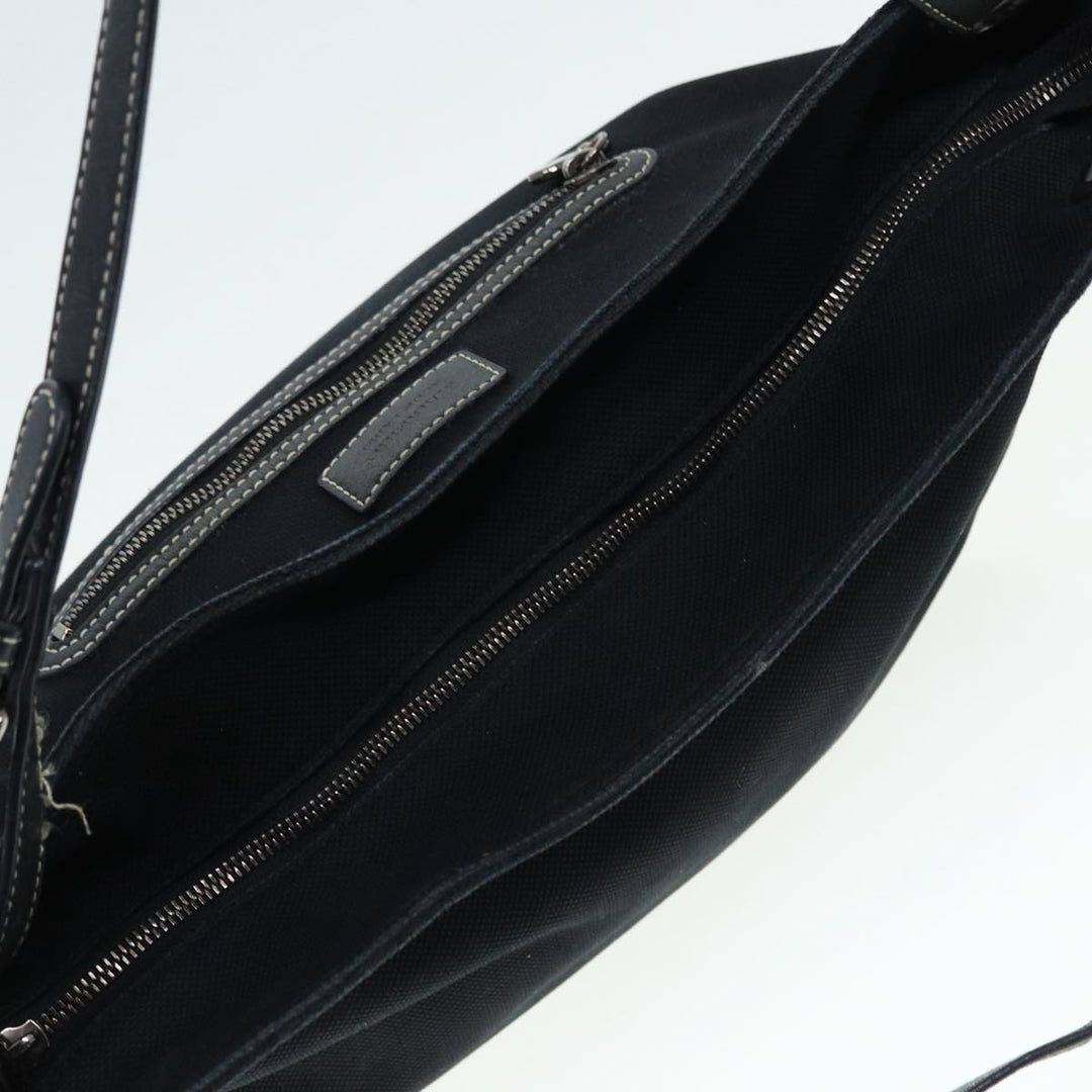 Burberry Blue Label Shoulder Bag Canvas Black Silver Auth ti1992