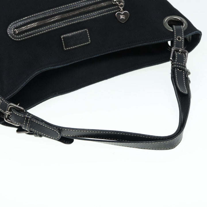 Burberry Blue Label Shoulder Bag Canvas Black Silver Auth ti1992