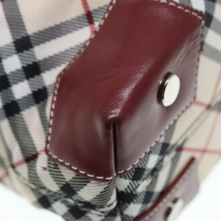 Burberry Nova Check Blue Label Hand Bag Nylon Beige Red Auth ti1993