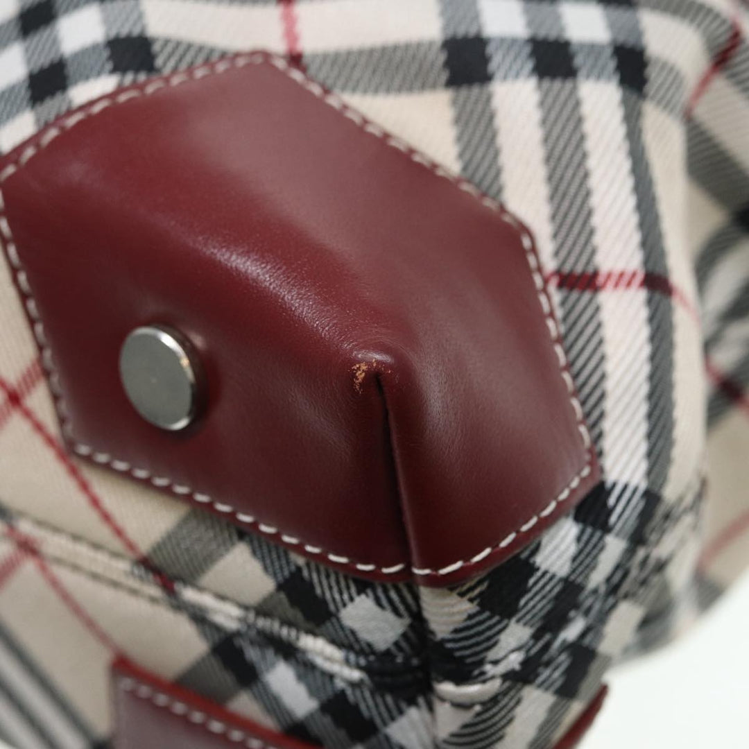 Burberry Nova Check Blue Label Hand Bag Nylon Beige Red Auth ti1993