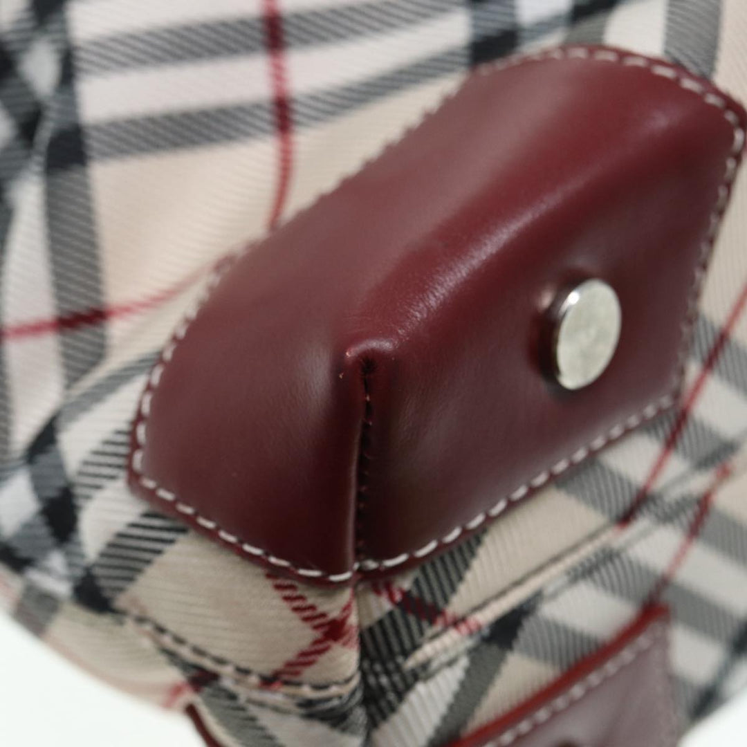 Burberry Nova Check Blue Label Hand Bag Nylon Beige Red Auth ti1993