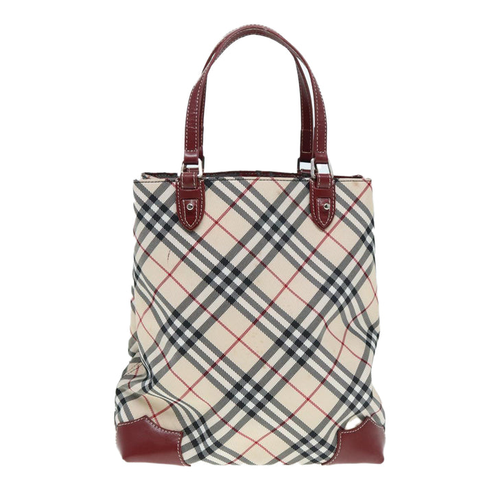 Burberry Nova Check Blue Label Hand Bag Nylon Beige Red Auth ti1993