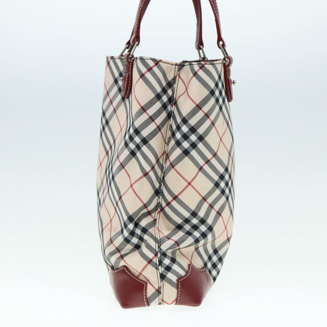 Burberry Nova Check Blue Label Hand Bag Nylon Beige Red Auth ti1993