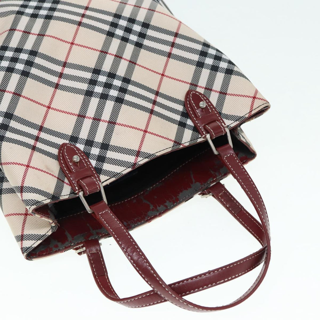 Burberry Nova Check Blue Label Hand Bag Nylon Beige Red Auth ti1993