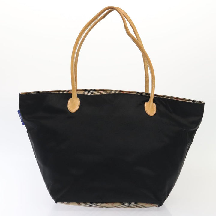 BurberrySs Nova Check Hand Bag Canvas 2Set Beige Black Auth ti1995