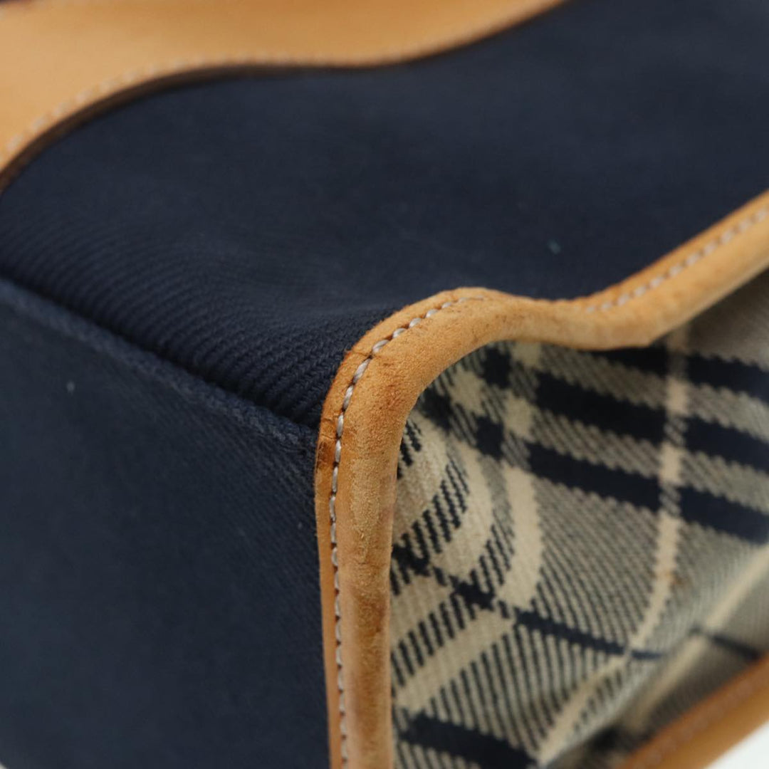 Burberry Nova Check Blue Label Hand Bag Canvas Navy Beige Auth ti2002