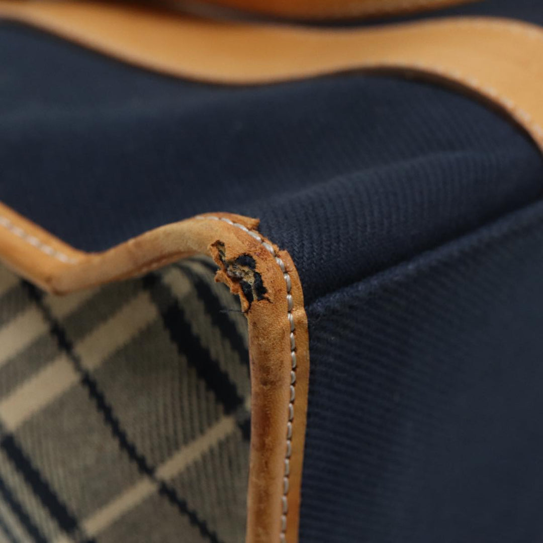 Burberry Nova Check Blue Label Hand Bag Canvas Navy Beige Auth ti2002