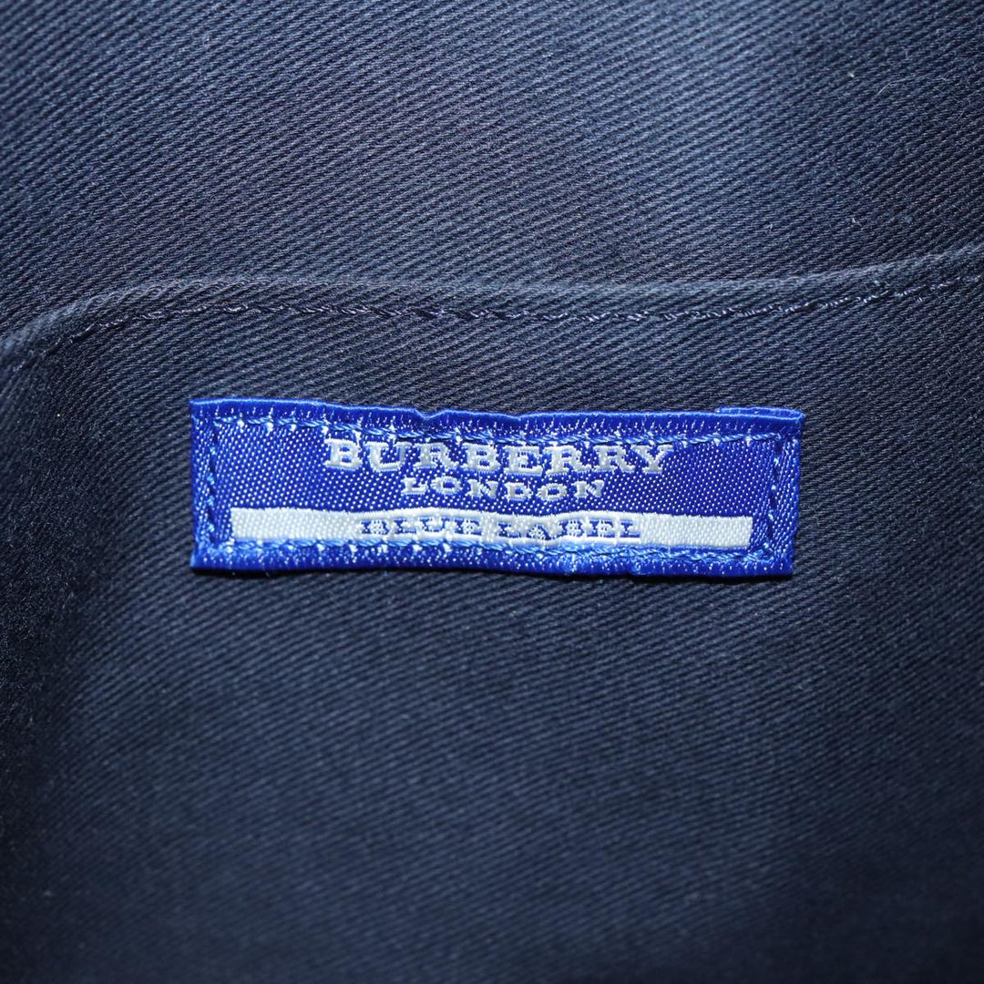 Burberry Nova Check Blue Label Hand Bag Canvas Navy Beige Auth ti2002