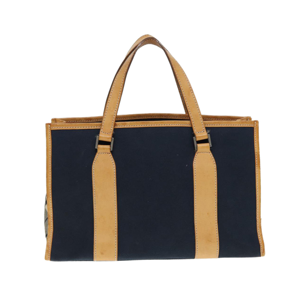 Burberry Nova Check Blue Label Hand Bag Canvas Navy Beige Auth ti2002