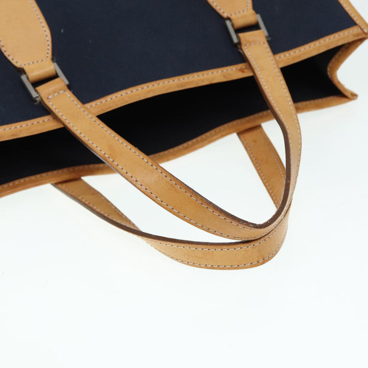 Burberry Nova Check Blue Label Hand Bag Canvas Navy Beige Auth ti2002
