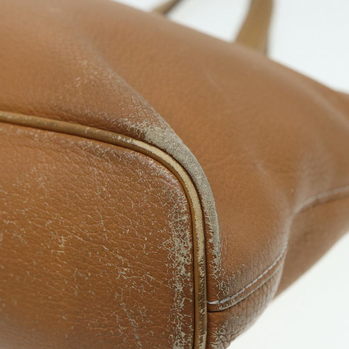 BurberrySs Hand Bag Leather Brown Silver Auth ti2003
