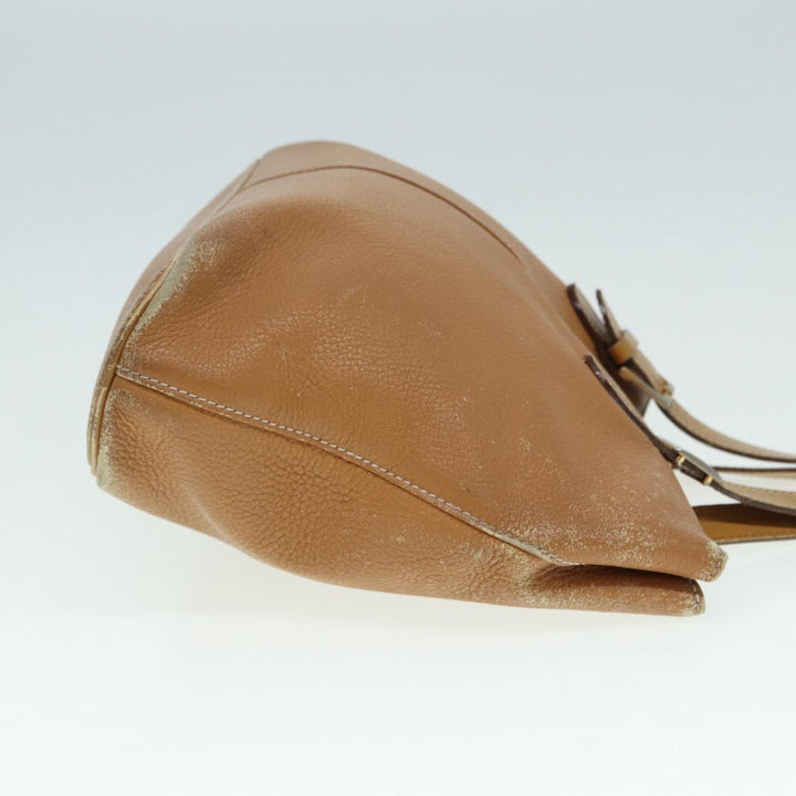 BurberrySs Hand Bag Leather Brown Silver Auth ti2003