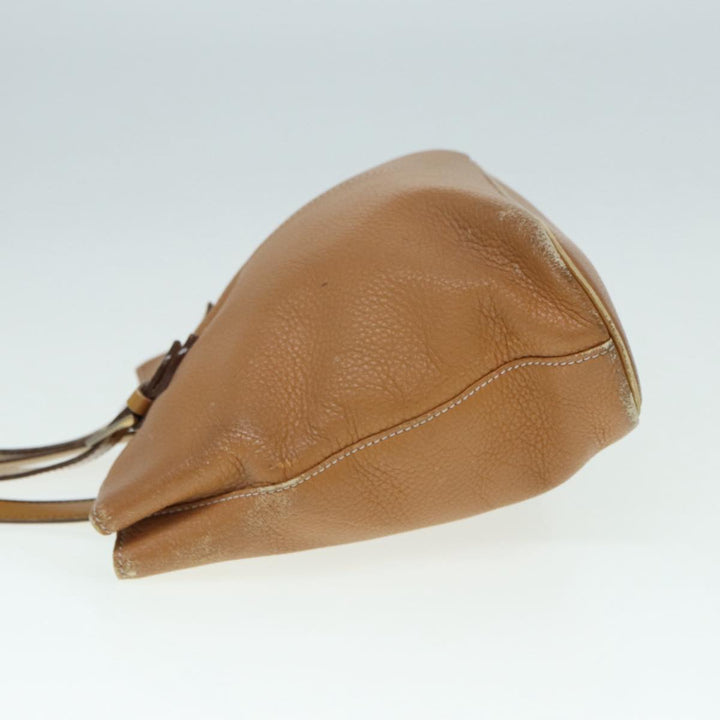 BurberrySs Hand Bag Leather Brown Silver Auth ti2003