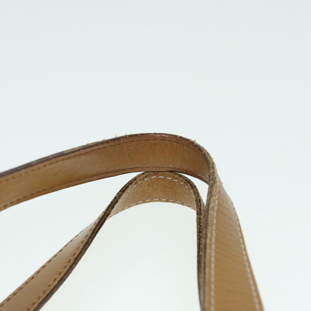 BurberrySs Hand Bag Leather Brown Silver Auth ti2003