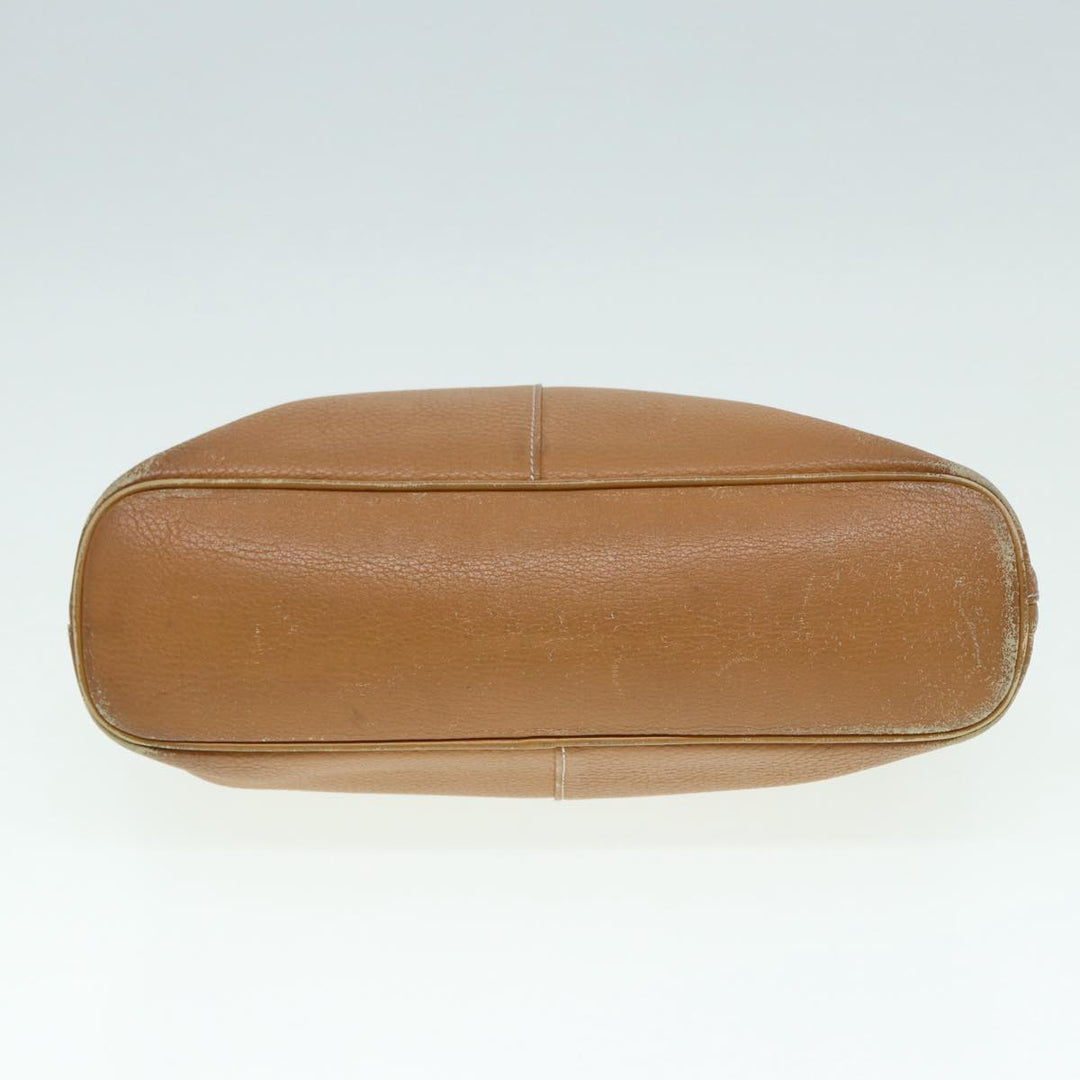 BurberrySs Hand Bag Leather Brown Silver Auth ti2003