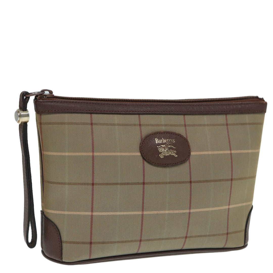 BurberrySs Nova Check Clutch Bag Canvas Beige Auth ti2016