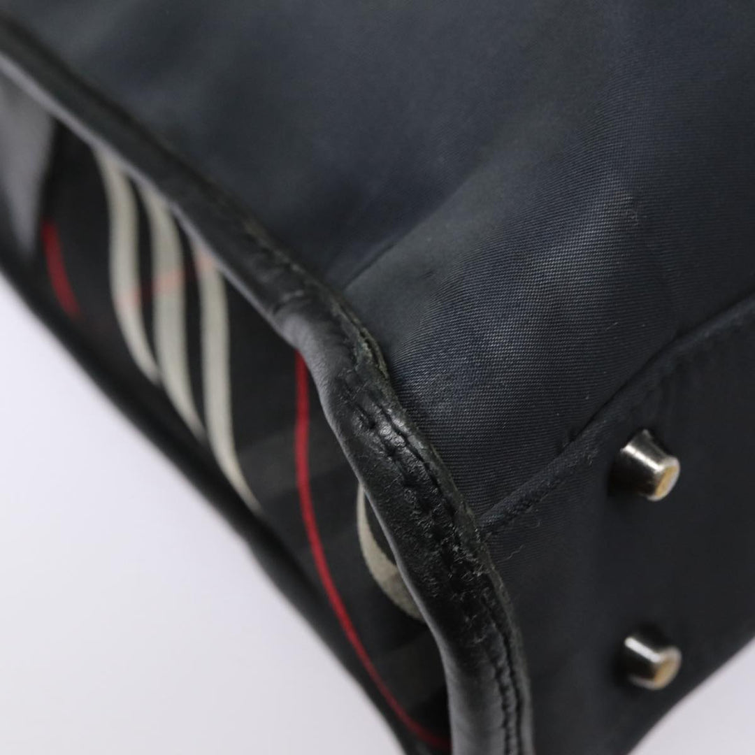 Burberry Black label Hand Bag Nylon Black Silver Auth ti2017
