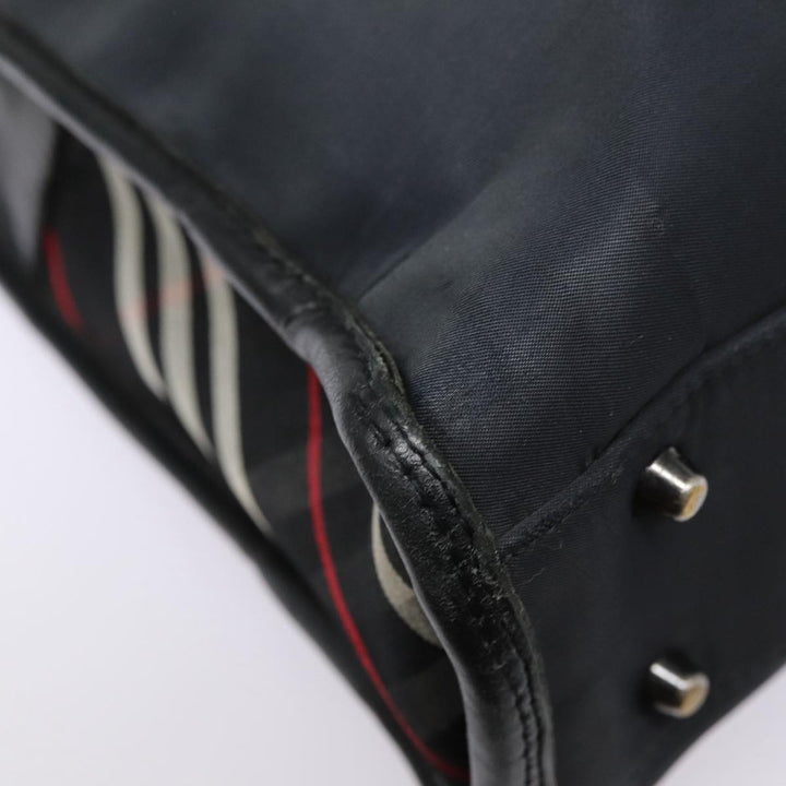 Burberry Black label Hand Bag Nylon Black Silver Auth ti2017