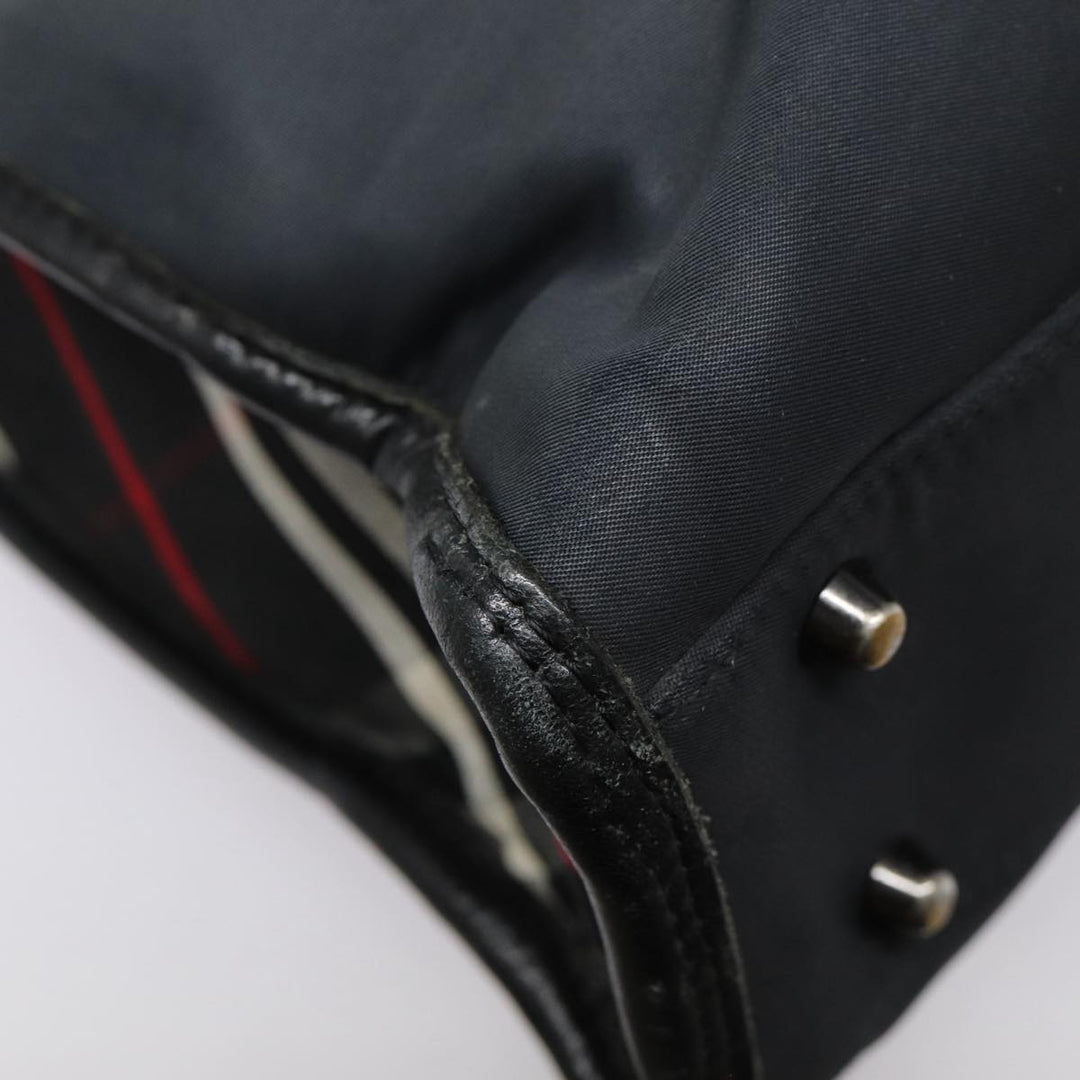 Burberry Black label Hand Bag Nylon Black Silver Auth ti2017