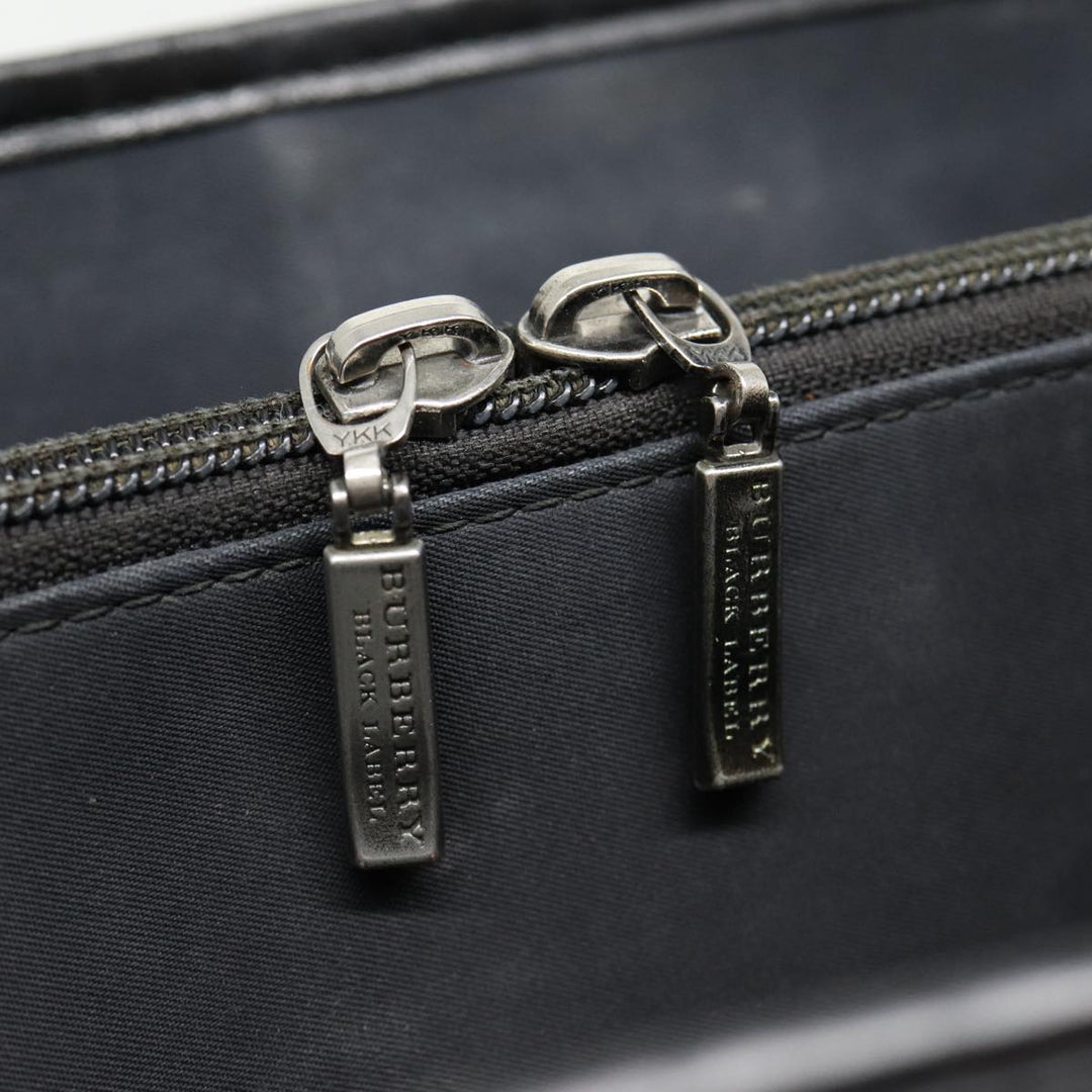 Burberry Black label Hand Bag Nylon Black Silver Auth ti2017