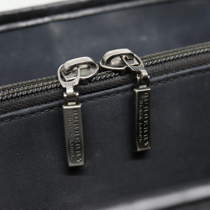 Burberry Black label Hand Bag Nylon Black Silver Auth ti2017