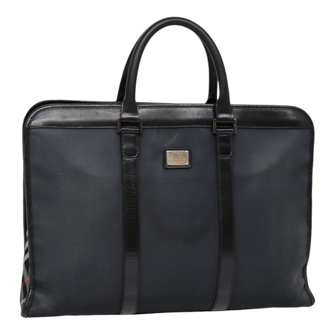 Burberry Black label Hand Bag Nylon Black Silver Auth ti2017