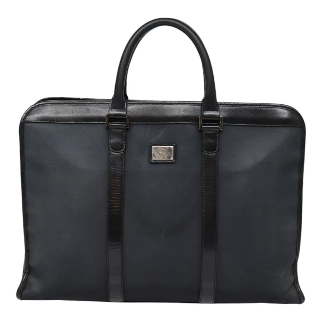 Burberry Black label Hand Bag Nylon Black Silver Auth ti2017