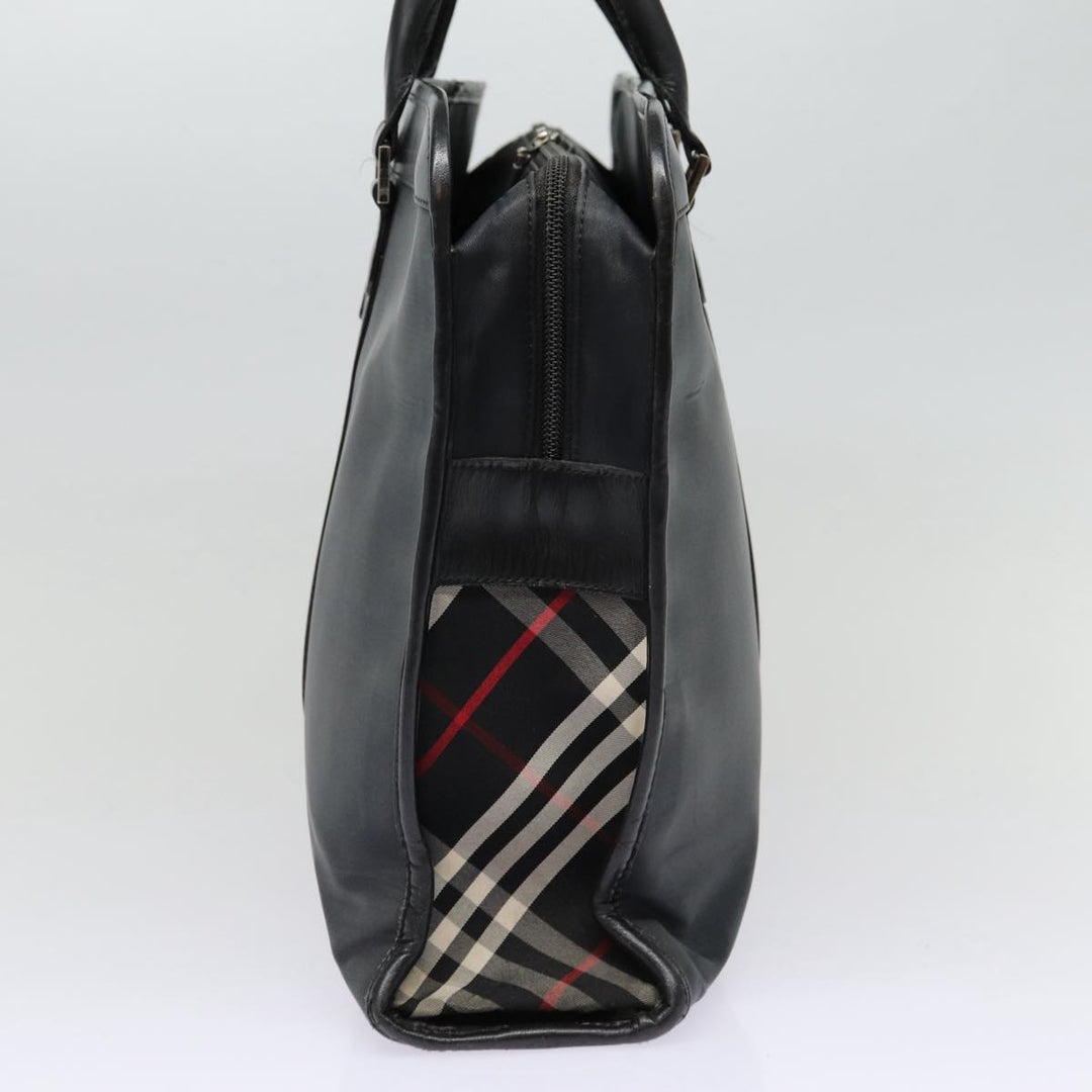 Burberry Black label Hand Bag Nylon Black Silver Auth ti2017