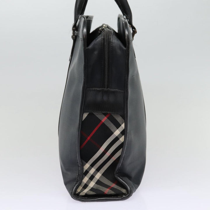 Burberry Black label Hand Bag Nylon Black Silver Auth ti2017
