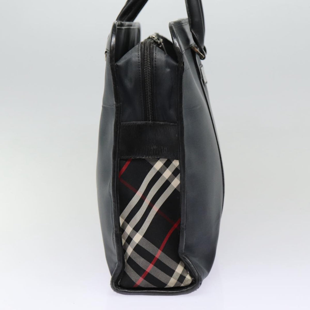 Burberry Black label Hand Bag Nylon Black Silver Auth ti2017