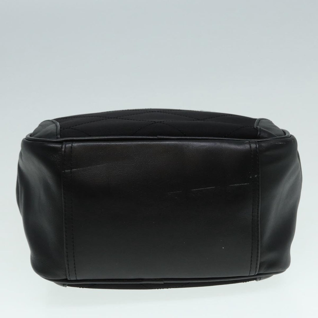 Burberry Hand Bag Nylon Black Silver Auth ti2024