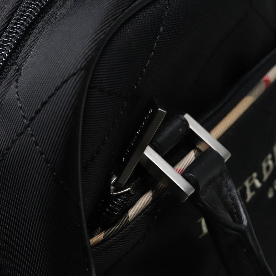 Burberry Hand Bag Nylon Black Silver Auth ti2024