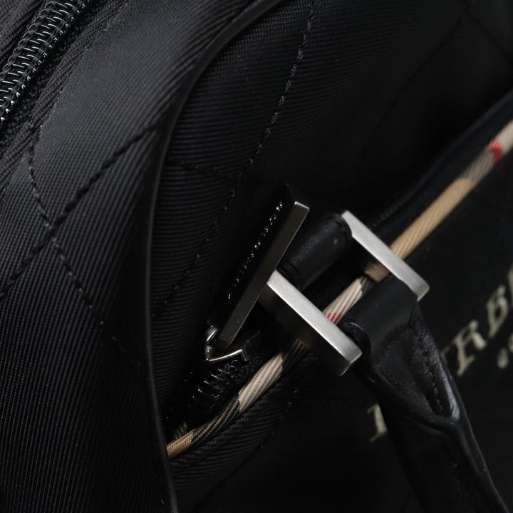 Burberry Hand Bag Nylon Black Silver Auth ti2024