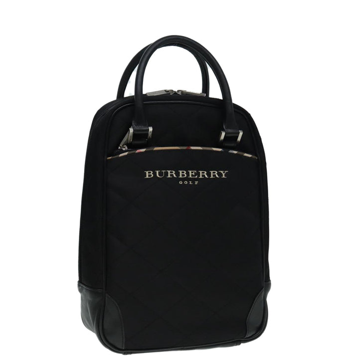 Burberry Hand Bag Nylon Black Silver Auth ti2024
