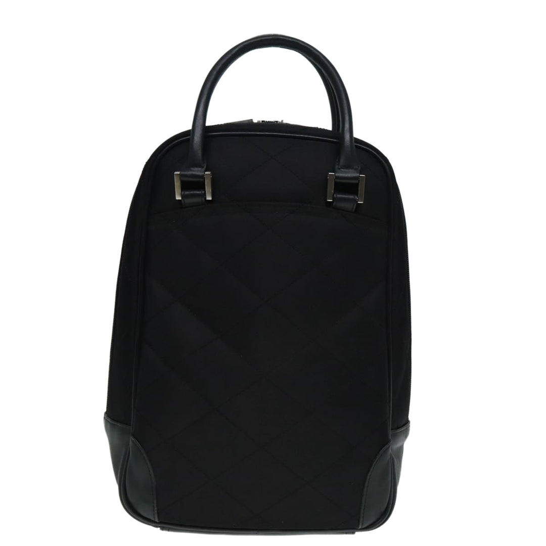 Burberry Hand Bag Nylon Black Silver Auth ti2024