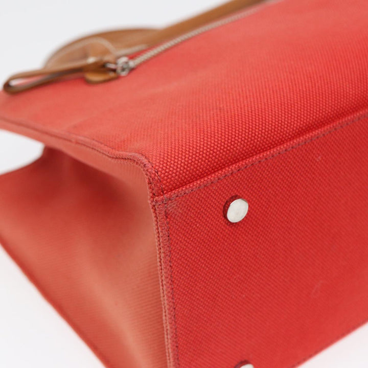 Burberry Blue Label Hand Bag Canvas Leather Orange Brown Auth ti2027