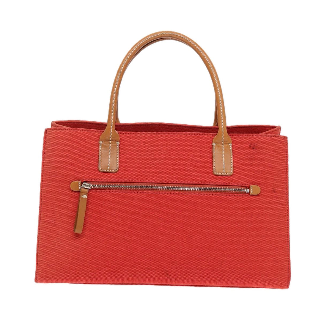 Burberry Blue Label Hand Bag Canvas Leather Orange Brown Auth ti2027