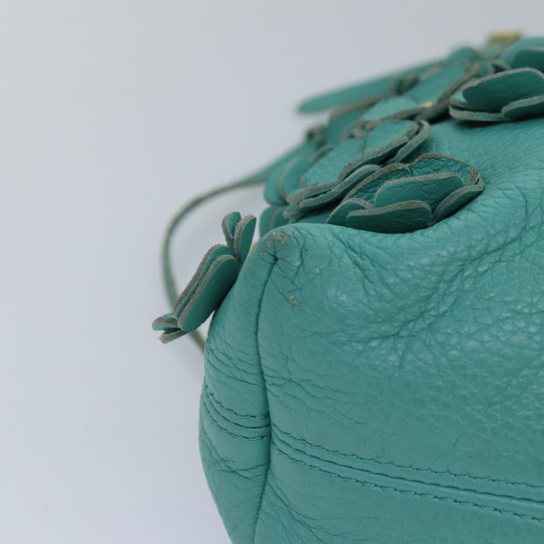 Burberry Shoulder Bag Leather Turquoise Blue Gold Auth ti2029